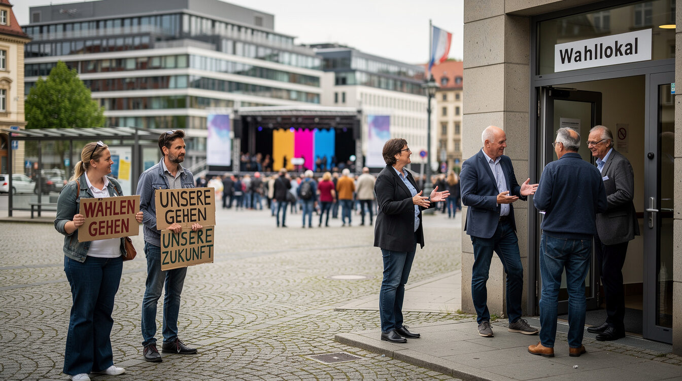 protest signs in german city