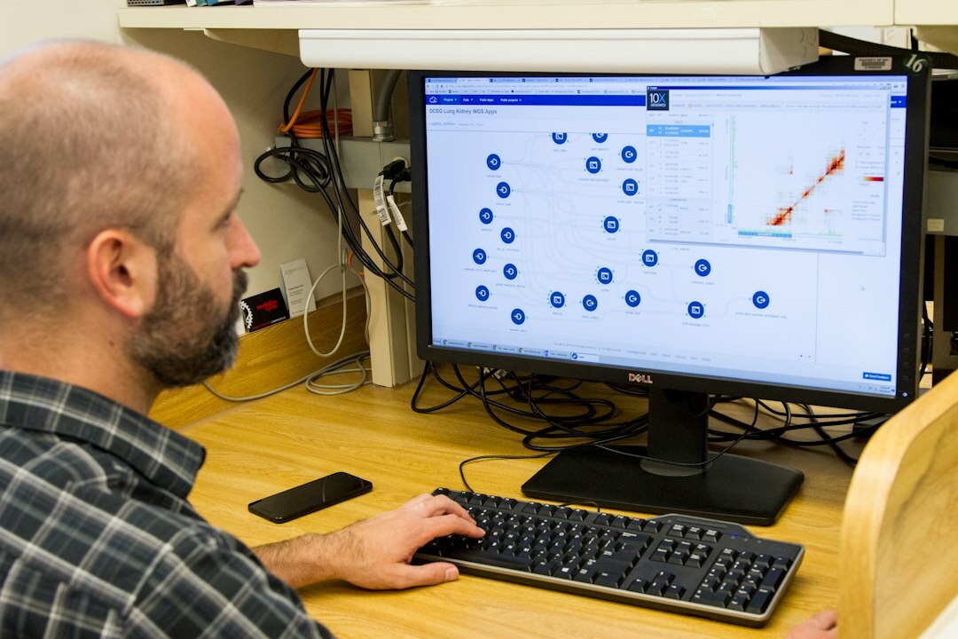 researcher analyzing data